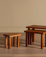 Set of 3 Brutalist Dutch Oak Nesting Tables, 1960's - Lone Fox