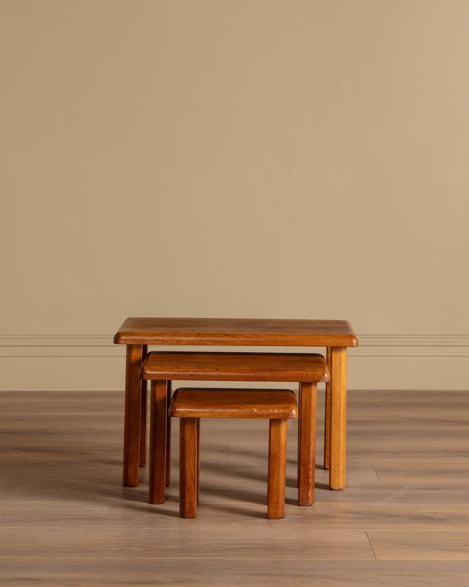 Set of 3 Brutalist Dutch Oak Nesting Tables, 1960's – Lone Fox