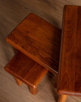 Set of 3 Brutalist Dutch Oak Nesting Tables, 1960's - Lone Fox