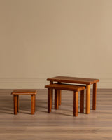 Set of 3 Brutalist Dutch Oak Nesting Tables, 1960's - Lone Fox