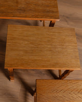 Set of 3 Danish Oak Nesting Tables Manner of Henning Kjaernulf, 1970's - Lone Fox