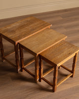 Set of 3 Danish Oak Nesting Tables Manner of Henning Kjaernulf, 1970's - Lone Fox