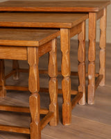 Set of 3 Danish Oak Nesting Tables Manner of Henning Kjaernulf, 1970's - Lone Fox
