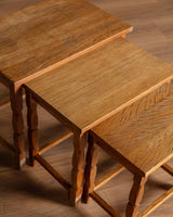 Set of 3 Danish Oak Nesting Tables Manner of Henning Kjaernulf, 1970's - Lone Fox