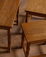 Set of 3 Danish Oak Nesting Tables Manner of Henning Kjaernulf, 1970's - Lone Fox