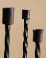 Set of 3 Twisted Iron Candlesticks, Early 20th Century - Lone Fox