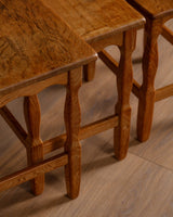 Set of 3 Wavy Edge Danish Oak Nesting Tables, 1970's - Lone Fox