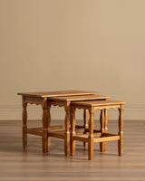 Set of 3 Wavy Edge Danish Oak Nesting Tables, 1970's - Lone Fox