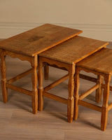 Set of 3 Wavy Edge Danish Oak Nesting Tables, 1970's - Lone Fox