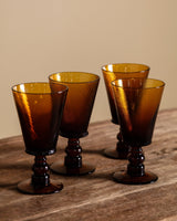 Set of 4 Amber Hand Blown Glasses, Mid-20th Century - Lone Fox