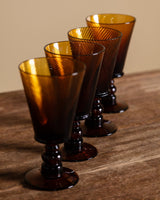 Set of 4 Amber Hand Blown Glasses, Mid-20th Century - Lone Fox