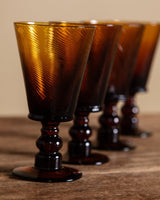 Set of 4 Amber Hand Blown Glasses, Mid-20th Century - Lone Fox