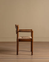 Set of 4 Brutalist Razor Blade Oak & Rush Dining Chairs, Belgium, 1960's - Lone Fox