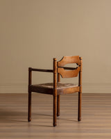 Set of 4 Brutalist Razor Blade Oak & Rush Dining Chairs, Belgium, 1960's - Lone Fox