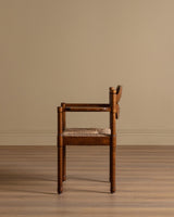 Set of 4 Brutalist Razor Blade Oak & Rush Dining Chairs, Belgium, 1960's - Lone Fox