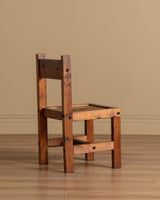 Set of 4 Brutalist Solid Wood Dining Chairs, France, 20th Century - Lone Fox