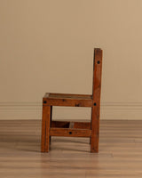 Set of 4 Brutalist Solid Wood Dining Chairs, France, 20th Century - Lone Fox