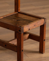 Set of 4 Brutalist Solid Wood Dining Chairs, France, 20th Century - Lone Fox