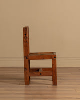 Set of 4 Brutalist Solid Wood Dining Chairs, France, 20th Century - Lone Fox