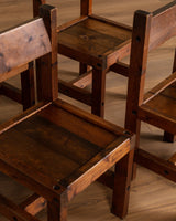 Set of 4 Brutalist Solid Wood Dining Chairs, France, 20th Century - Lone Fox
