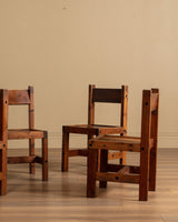 Set of 4 Brutalist Solid Wood Dining Chairs, France, 20th Century - Lone Fox