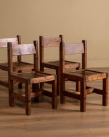 Set of 4 Brutalist Solid Wood Dining Chairs, France, 20th Century - Lone Fox