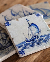Set of 4 Delft Boat Stone Coasters - Lone Fox