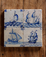 Set of 4 Delft Boat Stone Coasters - Lone Fox