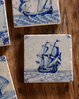 Set of 4 Delft Boat Stone Coasters - Lone Fox