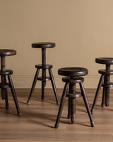 Set of 4 French Carved Wood Artist Stools, 1940's - Lone Fox