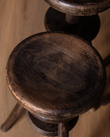 Set of 4 French Carved Wood Artist Stools, 1940's - Lone Fox