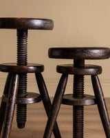 Set of 4 French Carved Wood Artist Stools, 1940's - Lone Fox