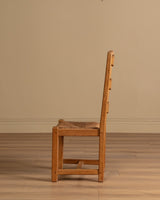 Set of 4 French Oak High Back Rush Seat Dining Chairs, France, 1960s - Lone Fox