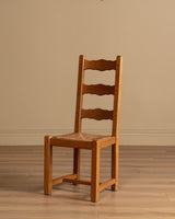 Set of 4 French Oak High Back Rush Seat Dining Chairs, France, 1960s - Lone Fox