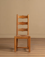 Set of 4 French Oak High Back Rush Seat Dining Chairs, France, 1960s - Lone Fox