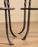 Set of 4 French Oak & Twisted Iron Bar Stools, 1960's - Lone Fox