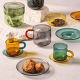 Set of 4 Glass Espresso Cups & Saucers - Lone Fox