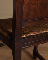 Set of 4 Oak & Rush Dining Chairs by Charles Dudouyt, France, 1940's - Lone Fox