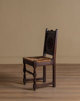 Set of 4 Oak & Rush Dining Chairs by Charles Dudouyt, France, 1940's - Lone Fox