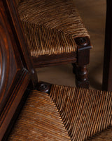 Set of 4 Oak & Rush Dining Chairs by Charles Dudouyt, France, 1940's - Lone Fox