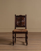 Set of 4 Oak & Rush Dining Chairs by Charles Dudouyt, France, 1940's - Lone Fox