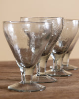 Set of 4 Pebbled Footed Glass Goblets - Lone Fox