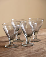 Set of 4 Pebbled Footed Glass Goblets - Lone Fox