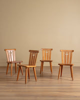 Set of 4 Rustic Pine Chairs by Goran Malmvall, Sweden, 1940s - Lone Fox