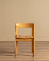 Set of 4 Sculptural Slat Seat Dining Chairs, Italy, 1960's - Lone Fox