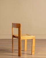 Set of 4 Sculptural Slat Seat Dining Chairs, Italy, 1960's - Lone Fox
