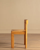 Set of 4 Sculptural Slat Seat Dining Chairs, Italy, 1960's - Lone Fox