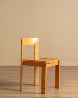 Set of 4 Sculptural Slat Seat Dining Chairs, Italy, 1960's - Lone Fox