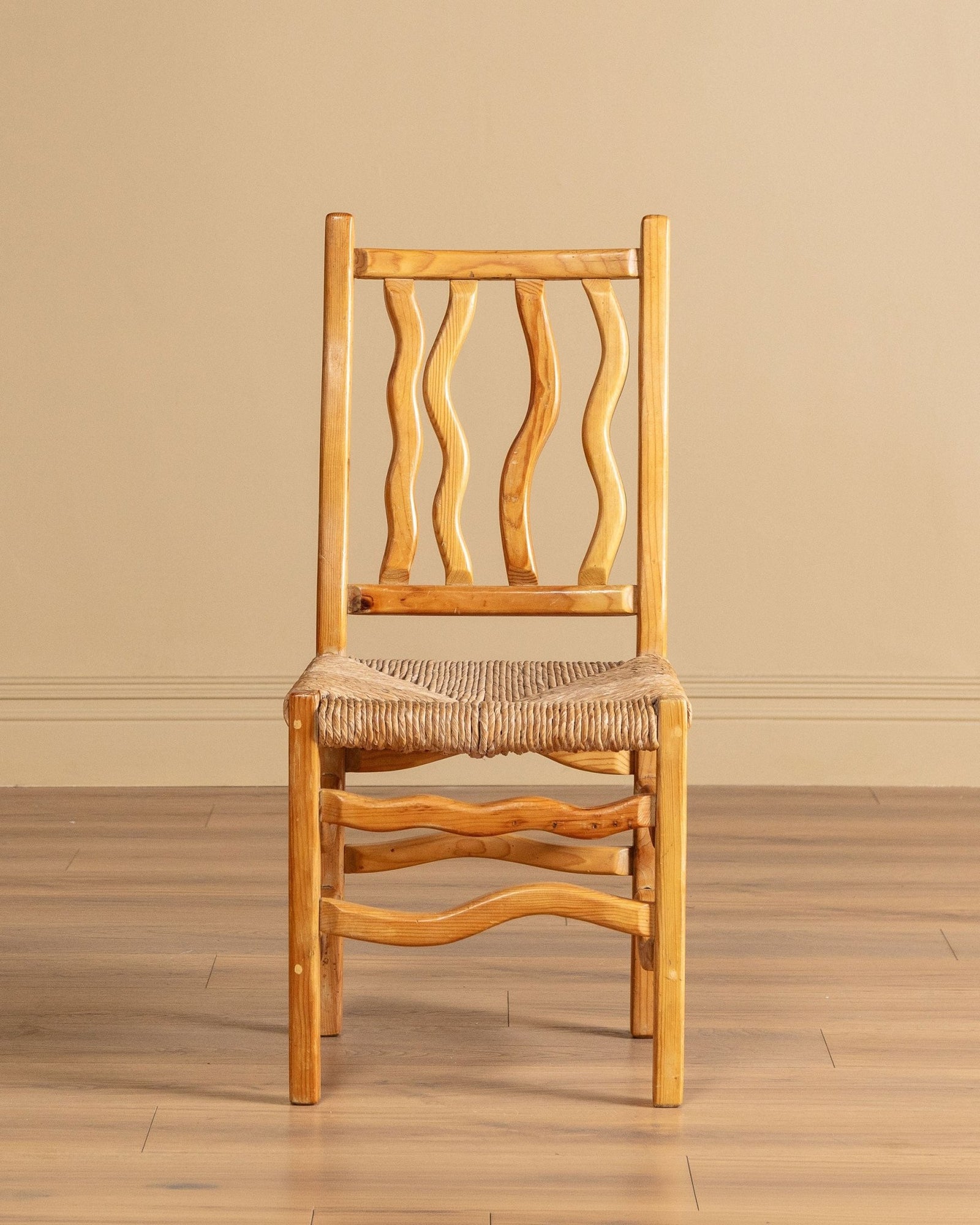 Wavy Pine & Rush Dining Chairs, 1970's (3 available) – Lone Fox