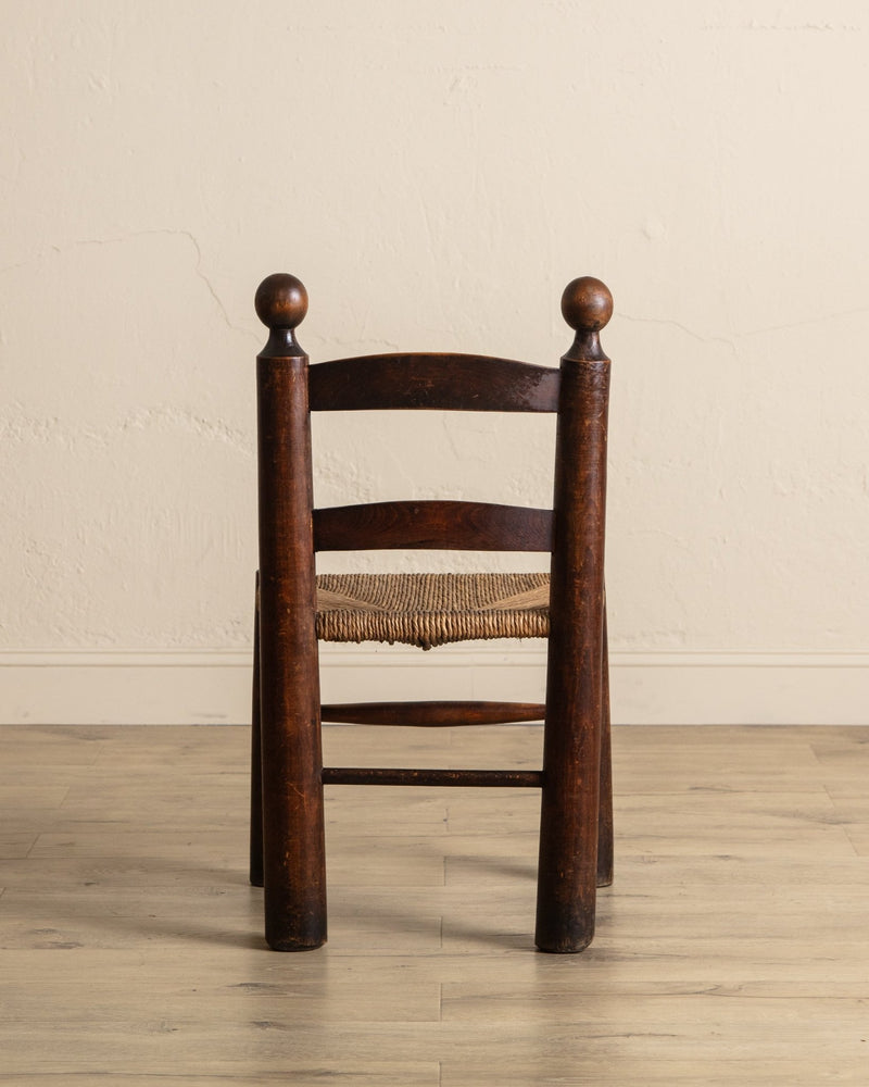 Set of 4 Wood & Rush Chairs by Charles Dudouyt, France, 1960's - Lone Fox